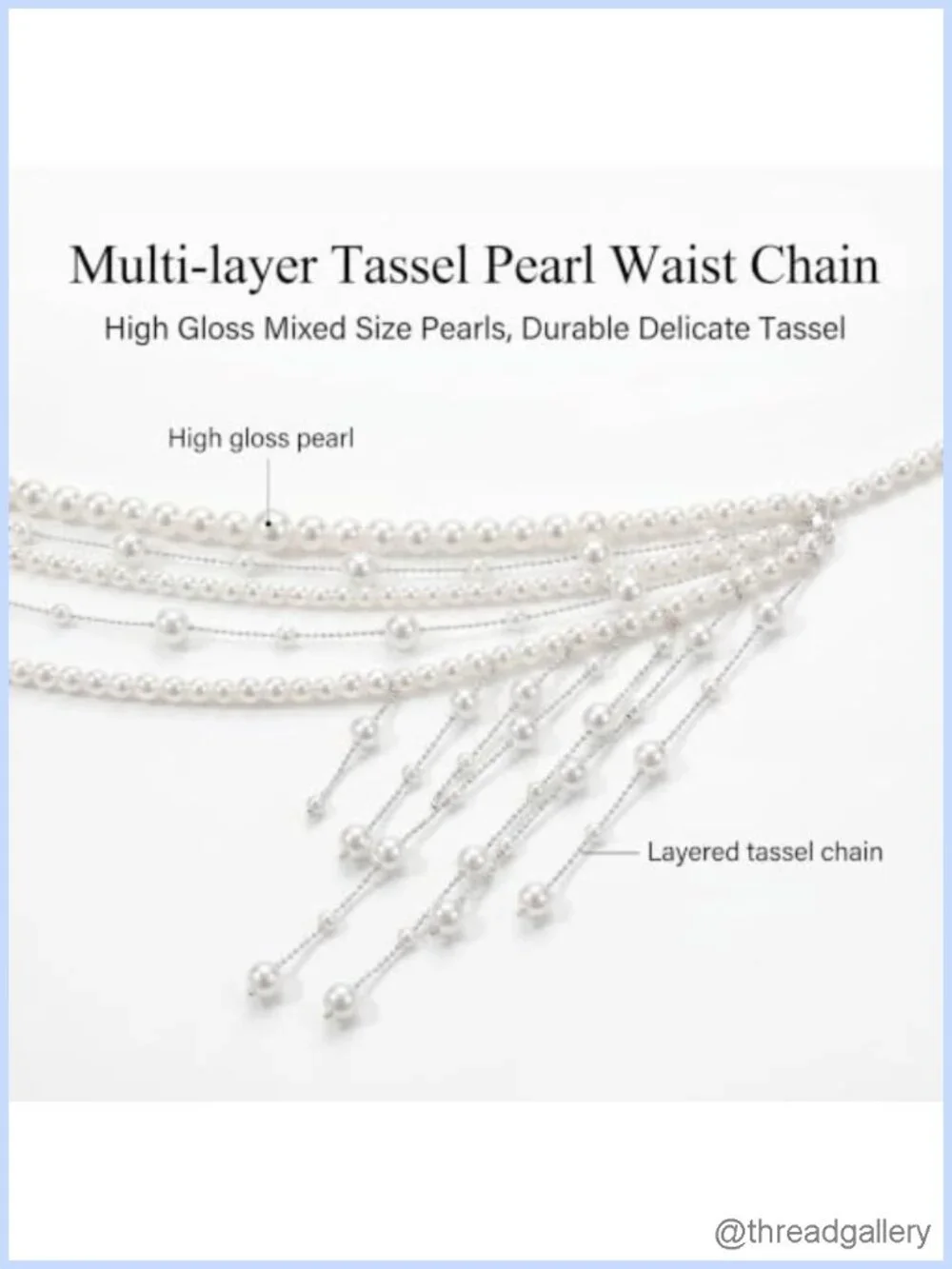 Pearl Tassel Waist Chain Multi-Layer Body Jewelry Adjustable 32in